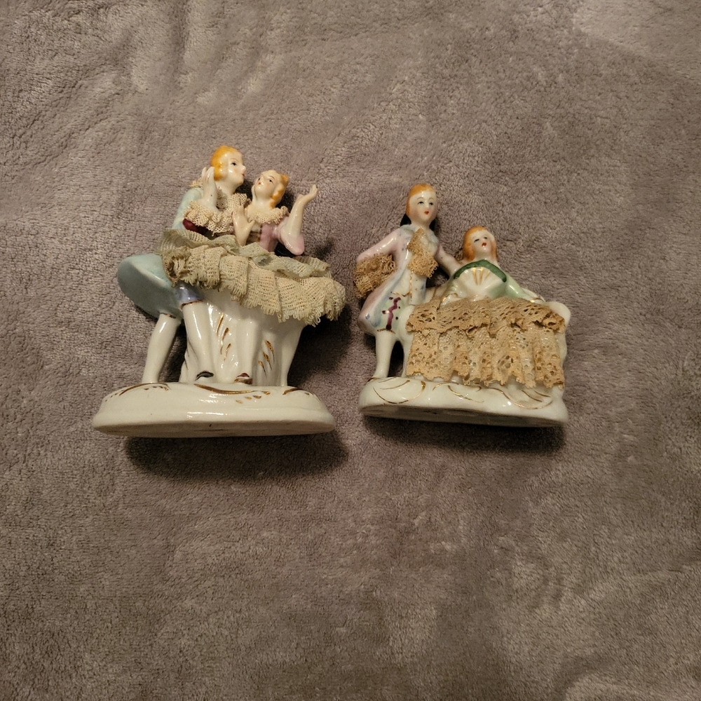 Vintage Dresden Lace Figurines